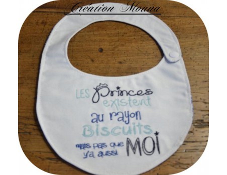 Motif de broderie machine texte humour  prince