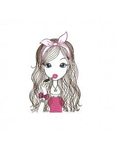 Instant download machine embroidery design girl selfie