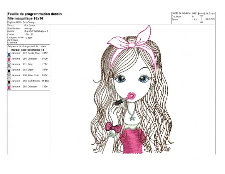 Instant download machine embroidery design girl selfie