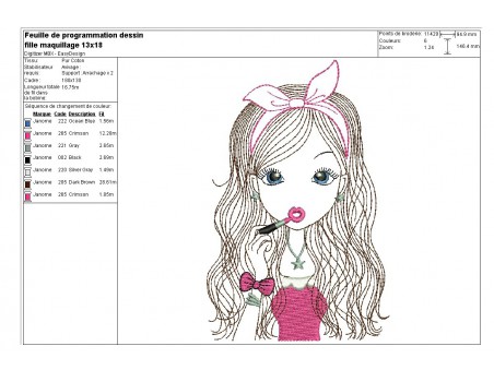 Instant download machine embroidery design girl selfie