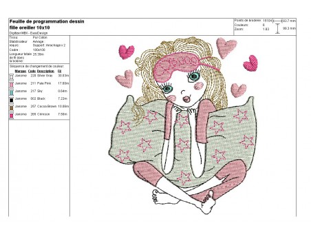 Instant download machine embroidery design girl makeup