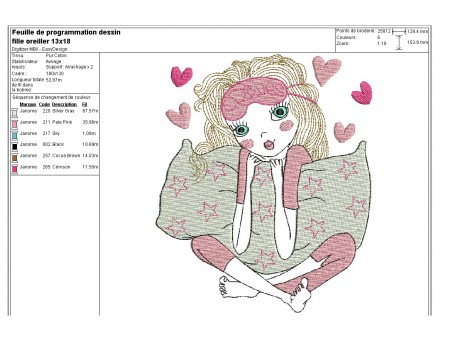 Instant download machine embroidery design girl makeup