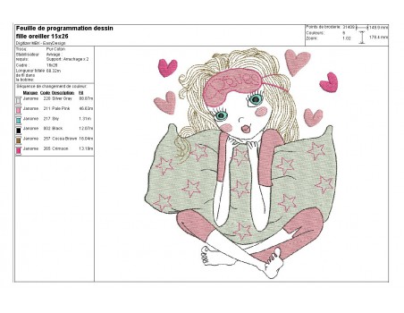 Instant download machine embroidery design girl makeup