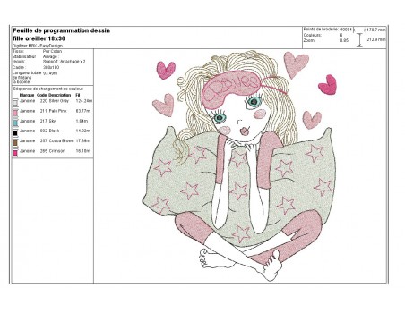 Instant download machine embroidery design girl makeup