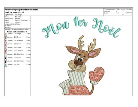 Instant download machine embroidery design christmas deer