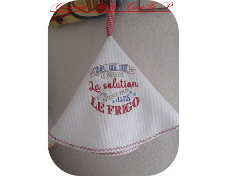 Motif de broderie machine texte humour frigo