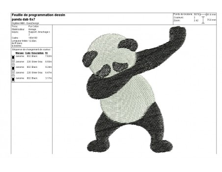 Motif de broderie machine  dab panda