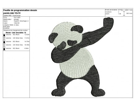 Motif de broderie machine  dab panda