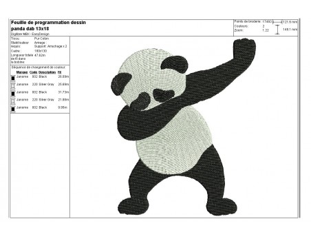 Motif de broderie machine  dab panda