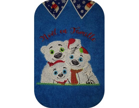 Motif de broderie machine famille ours noël en famille