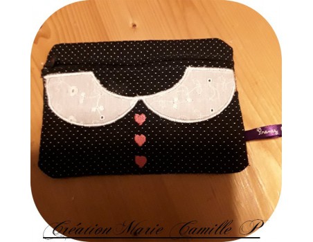 Motif de broderie machine ITH trousse col claudine