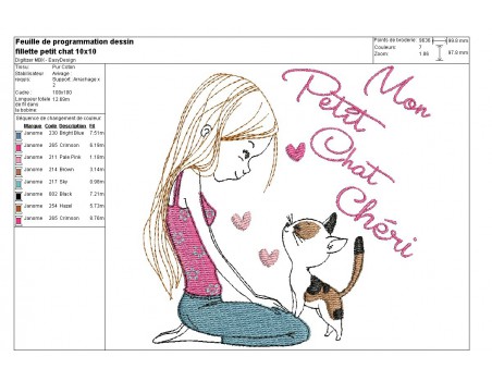 Instant download machine embroidery design girl with her dog