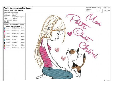 Instant download machine embroidery design girl with her dog