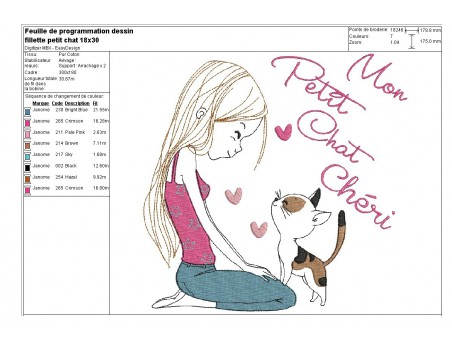 Instant download machine embroidery design girl with her dog