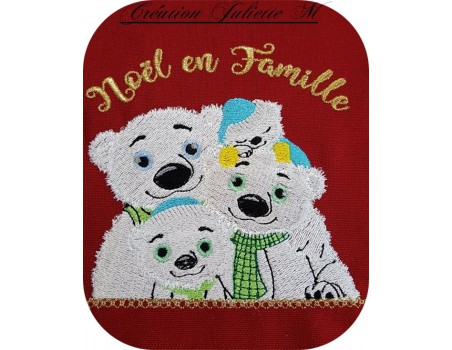 Motif de broderie machine famille ours noël en famille