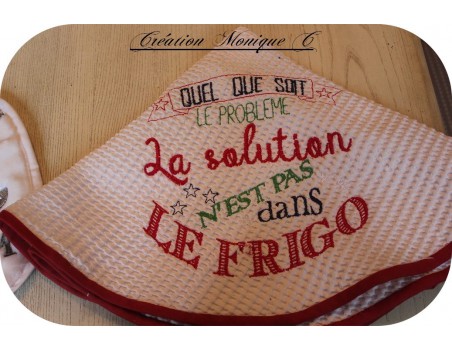 Motif de broderie machine texte humour frigo