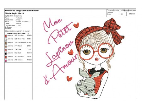 Instant download machine embroidery design girl with her cat