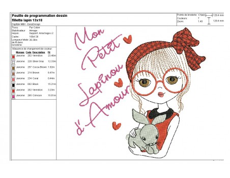 Instant download machine embroidery design girl with her cat