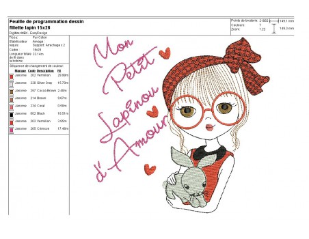 Instant download machine embroidery design girl with her cat