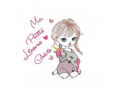 Instant download machine embroidery design girl with her rabbit