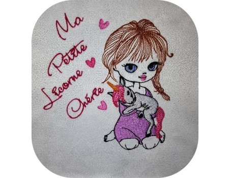 Instant download machine embroidery design girl with her rabbit