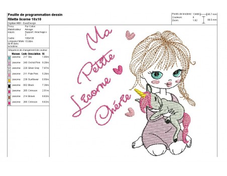 Instant download machine embroidery design girl with her rabbit