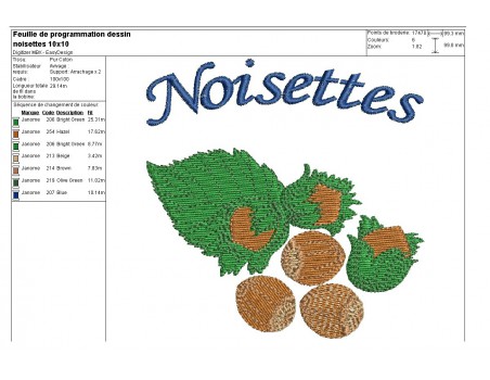 Motif de broderie machine  noisettes