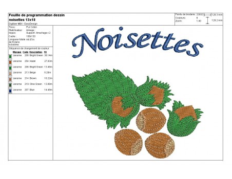 Motif de broderie machine  noisettes