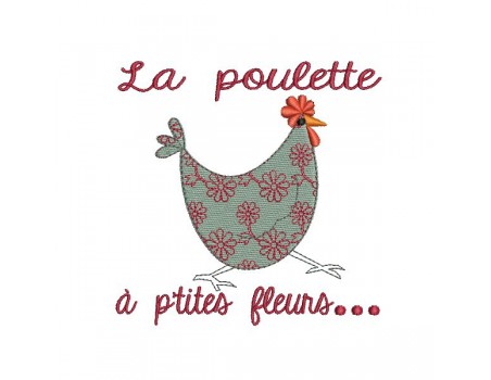 Motif de broderie machine poule à fleurs