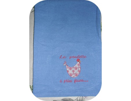 Motif de broderie machine poule à fleurs