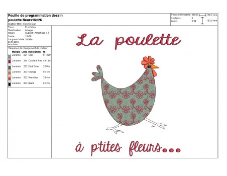 Instant download machine embroidery Hen with stripes