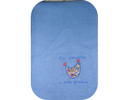 Instant download machine embroidery Hen with flower