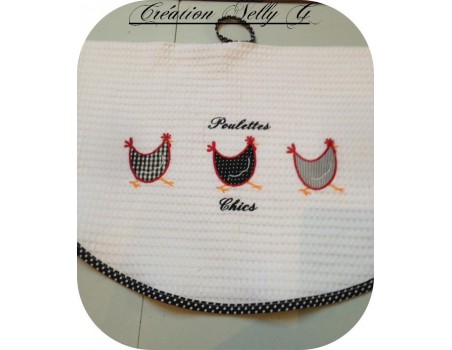 Instant download machine embroidery Checked hen