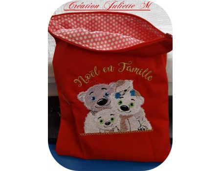 Motif de broderie machine famille ours noël en famille