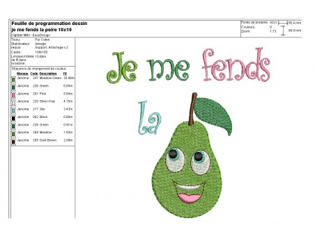 Motif de broderie machine  je me fends la poire