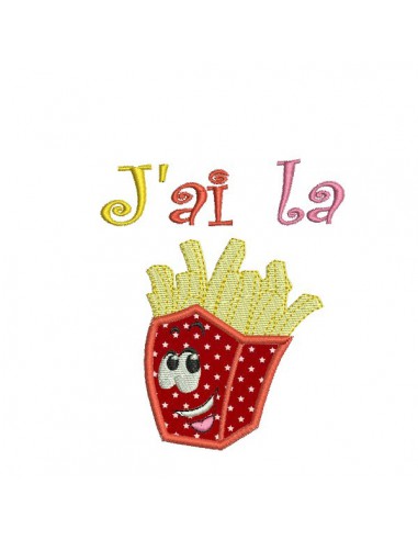 Motif de broderie machine  j'ai la frite