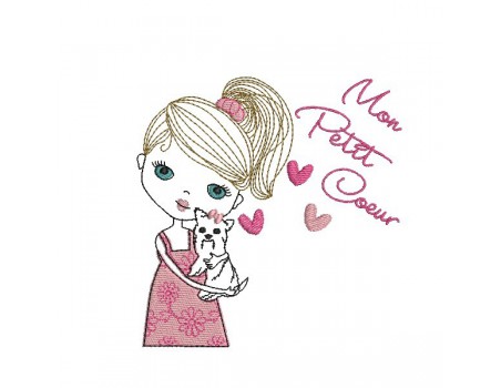 Instant download machine embroidery design girl with her unicorn