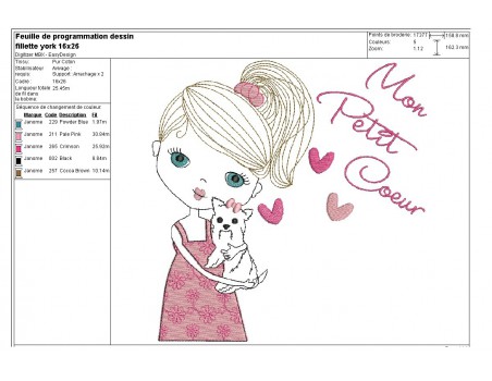 Instant download machine embroidery design girl with her unicorn