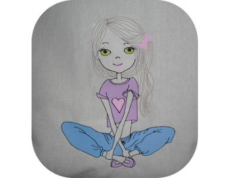 Instant download machine embroidery design girl with her unicorn