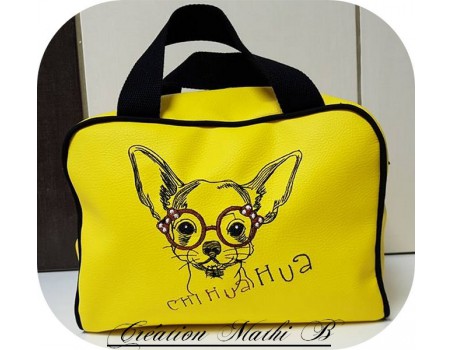 Motif de broderie machine Chihuahua à lunettes