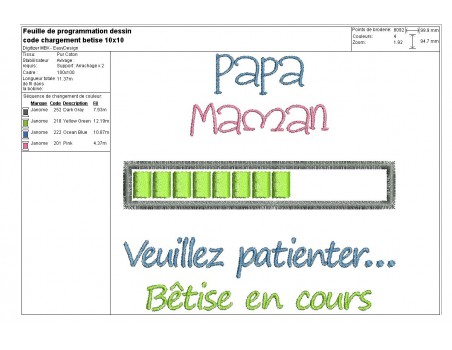 Motif de broderie code chargement bêtise