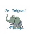 Motif de broderie machine Eléphant baigneur