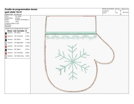 Motif de broderie machine moufles de Noël ITH