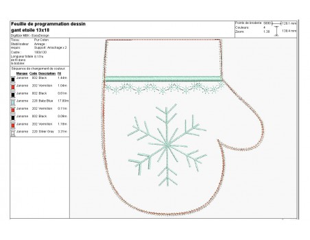 Motif de broderie machine moufles de Noël ITH