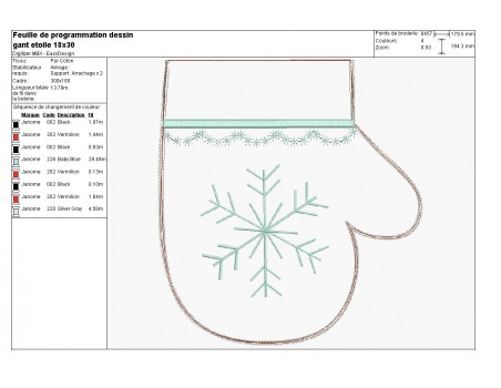 Motif de broderie machine moufles de Noël ITH