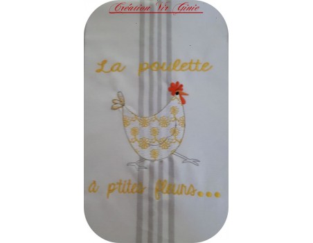 Motif de broderie machine poule à fleurs