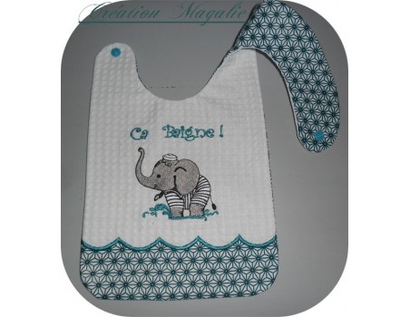 Motif de broderie machine  Eléphant baigneur