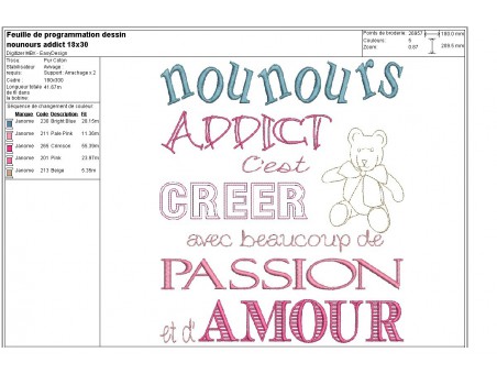 Instant download machine embroidery Fabric addict