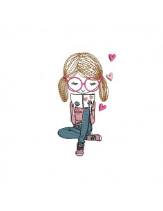 Instant download machine embroidery design girl yoga