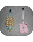 Motif de broderie machine attache tétine ou porte clé ourson    ITH